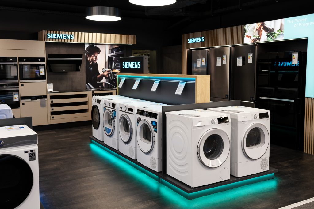 Fachhandel Onlineshop mit Link für die Bestellung von Waschmaschine, Wäschetrockner, Spülmaschine und Kaffeevollautomat